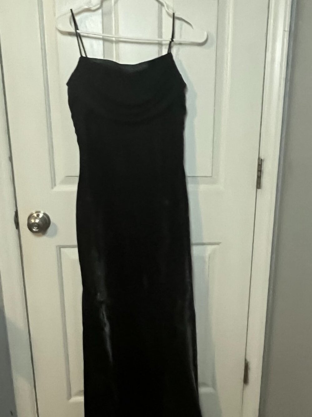 Vintage Dollar USA Black Velvet Spaghetti Strap Maxi Dress - Size XL (Fits More